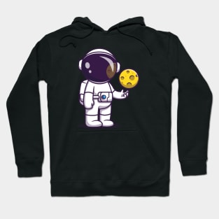 Astronaut With Moon Ball Cartoon Hoodie